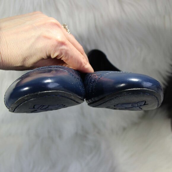Born B73434 VBED14 Ballet Flat Womens Sz 10 EU 42 Navy Quilted Cap Toe Leather - Picture 8 of 15